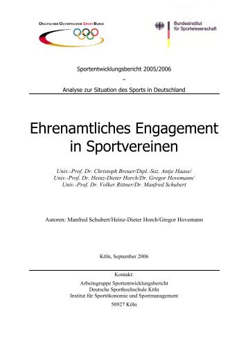 (PDF) Ehrenamtliches Engagement in Sportvereinen - Der Deutsche ...