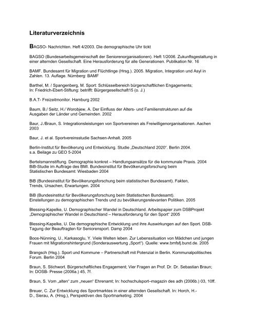 Literaturverzeichnis - Der Deutsche Olympische Sportbund