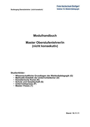 Modulhandbuch Master Oberstufenlehrer/in (nicht konsekutiv)