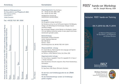 FEES® hands-on Workshop - Bundesverband Klinische Linguistik