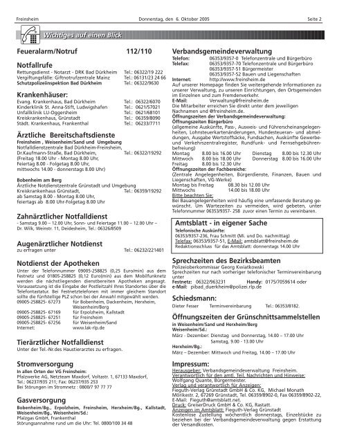 Amtsblatt - Verbandsgemeinde Freinsheim