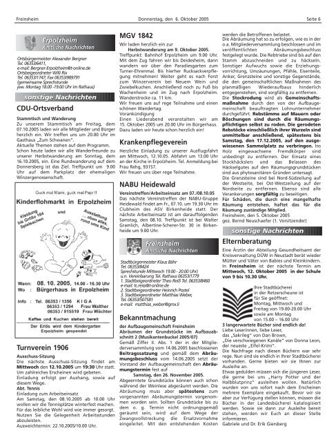 Amtsblatt - Verbandsgemeinde Freinsheim