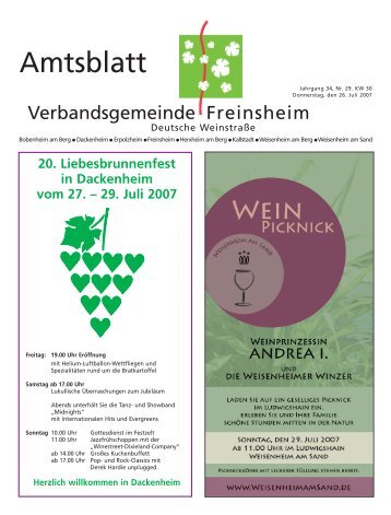 20. Liebesbrunnenfest in Dackenheim vom 27. - Verbandsgemeinde ...