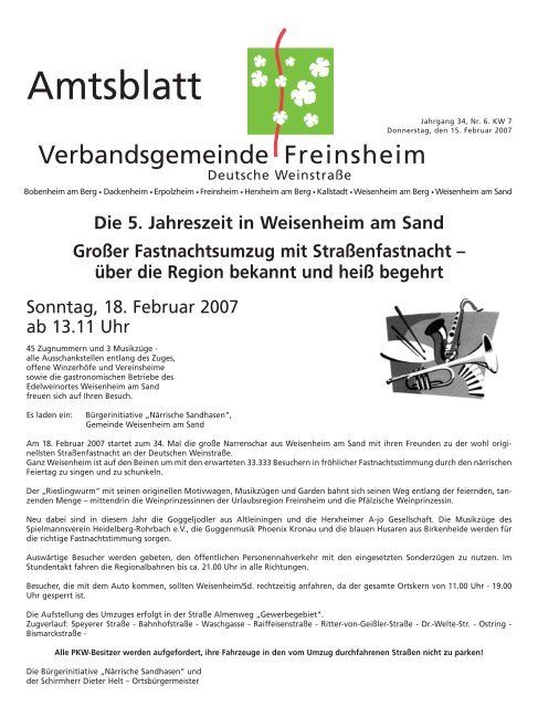 Amtsblatt - Verbandsgemeinde Freinsheim