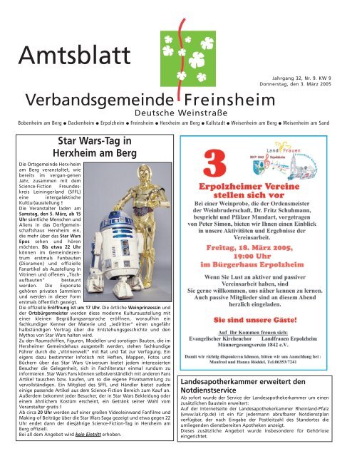 Amtsblatt - Verbandsgemeinde Freinsheim