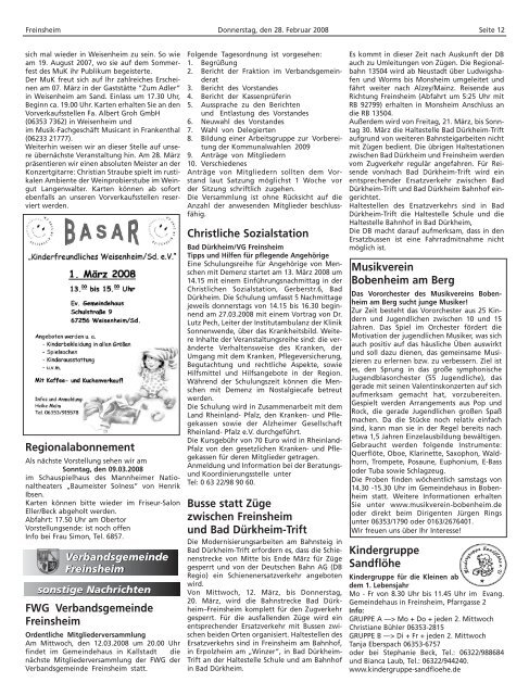 Das Amtsblatt Ihrer Heimat - Verbandsgemeinde Freinsheim