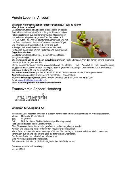 Newsletter Juni - Gemeinde Arisdorf