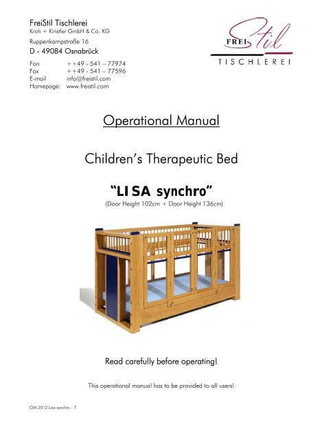 Children's therapeutic bed Lisa Instruction manual - FreiStil Tischlerei