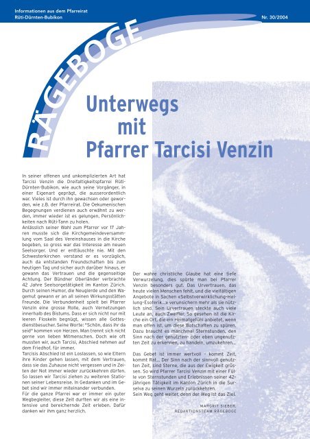 Rägeboge - Ausgabe Nr. 30/2004 - Kath. Kirche Rüti - Dürnten