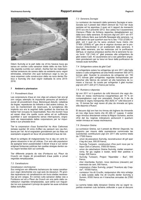 Rapport da gestiun e quen 2011 - in der Gemeinde Sumvitg