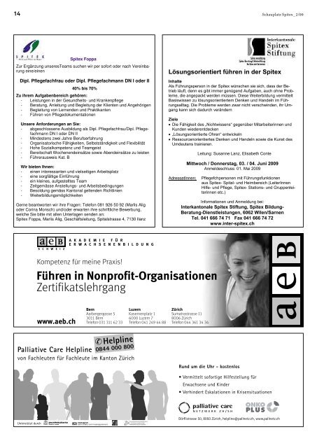 Schauplatz als Onlineversion - Spitex Verband Kt. St. Gallen