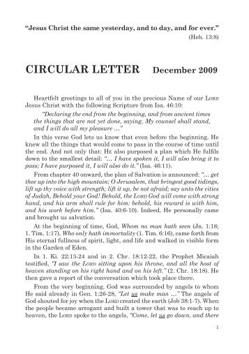 CIRCULAR LETTER December 2009 - Freie Volksmission Krefeld