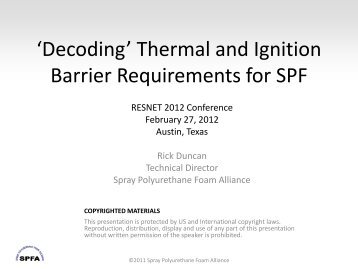 Thermal and Ignition Barrier Requirements for SPF - Resnet