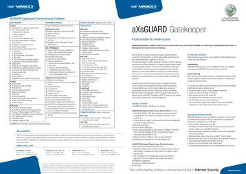 aXsGUARD Gatekeeper Datasheet A3 - Vasco