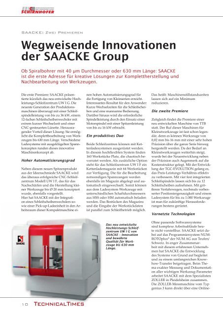 Technical Times 2010 - Schirnhofer Werkzeugmaschinen