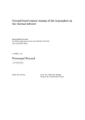 Ground-based remote sensing of the troposphere in the thermal ...