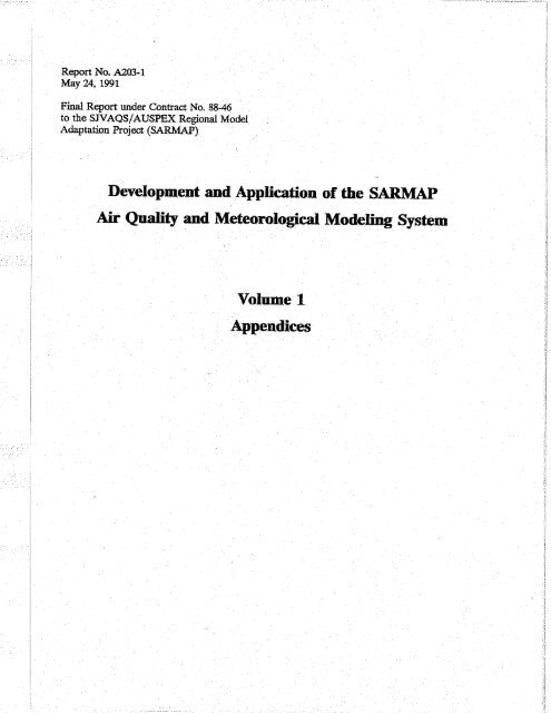 Development Application SARMAP Air Quality Meteorological