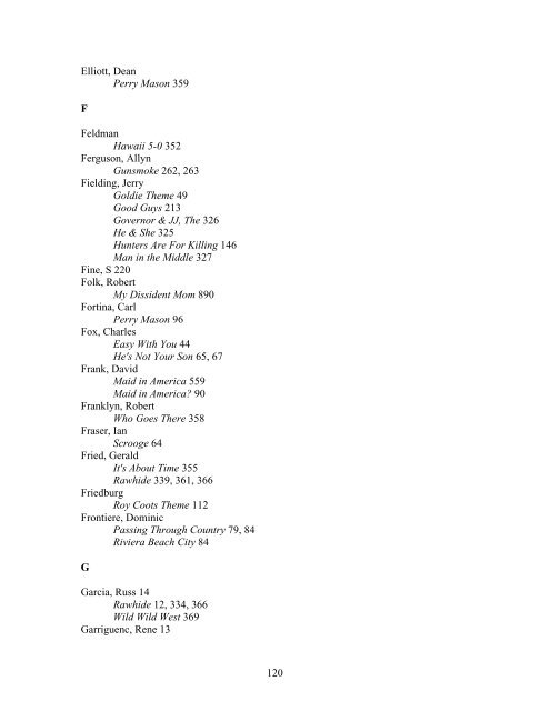 CBS COLLECTION 072 UCLA - Film Score Rundowns