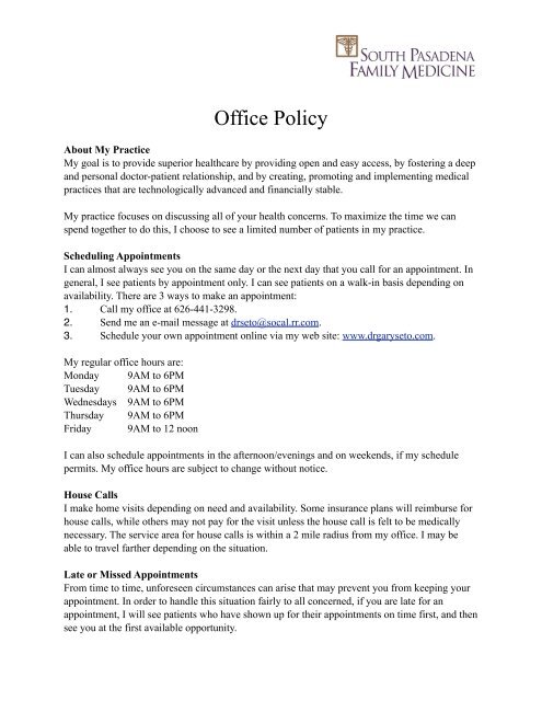 Medicasl Office Policy
