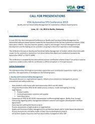 Call for Presentations Automotive SYS Conference 2013 - Vda Qmc