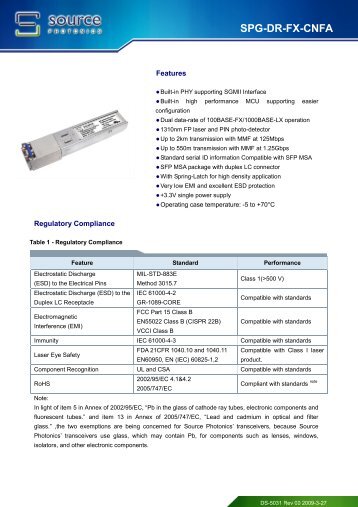 SPG-DR-FX-CNFA - Source Photonics