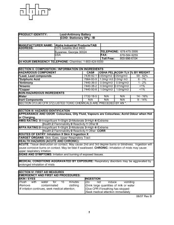 MSDS - Alpha Technologies Inc.