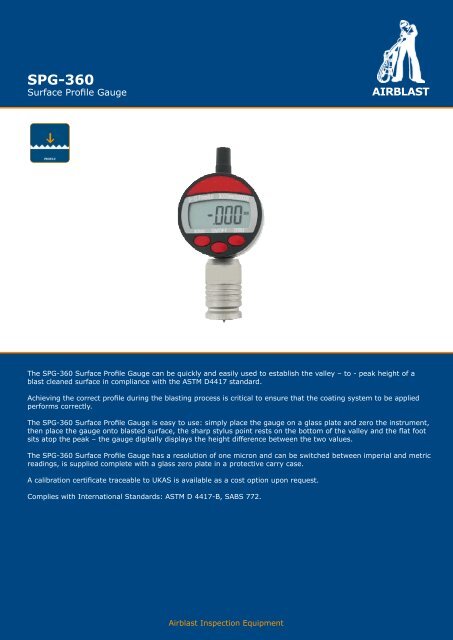 LT9360E - SPG-360 Surface Profile Gauge - Airblast B.V.