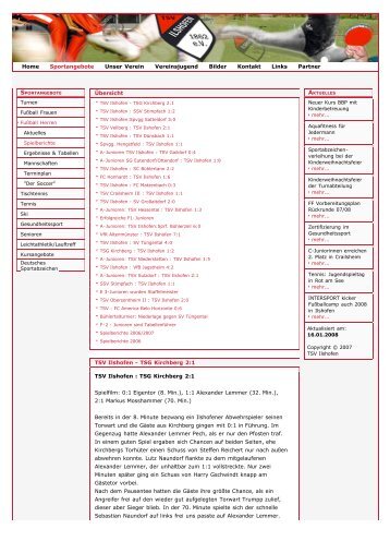 Spielberichte 2007 - TSV Ilshofen 1862 eV