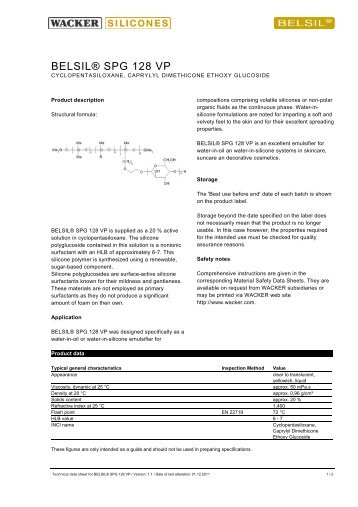 BELSIL® SPG 128 VP - Brenntag Specialties, Inc.