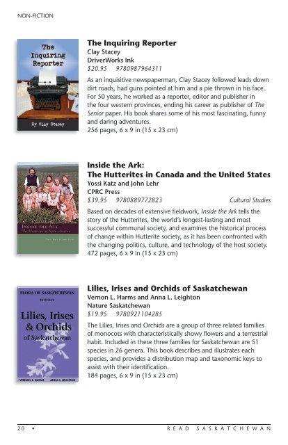 Read Saskatchewan Catalogue - Saskatchewan Publishers Group