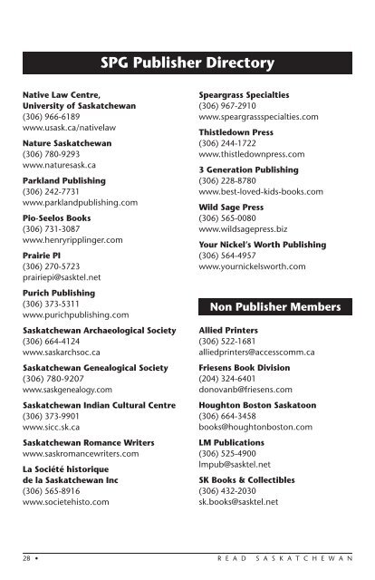 Read Saskatchewan Catalogue - Saskatchewan Publishers Group