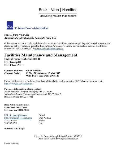 Facilities Maintenance And Management Booz Allen Hamilton