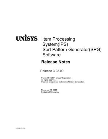 IPS Sort Pattern Generator Software - Public Support Login - Unisys