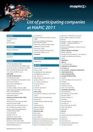 List of participating companies at MAPIC 2011 - mipim