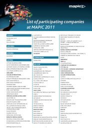 List of participating companies at MAPIC 2011 - Mipim