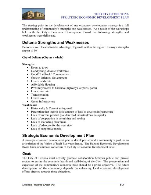 5-Year Strategic Economic Development Plan - Deltona