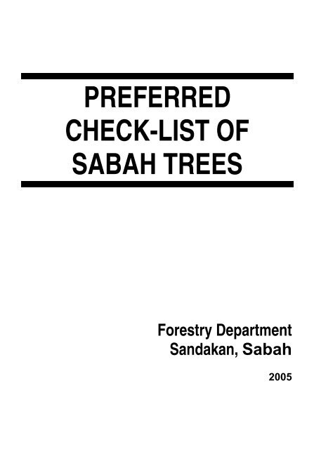 PREFERRED CHECK-LIST OF SABAH TREES Forestry Department ...