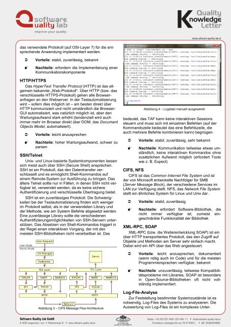 Testautomatisierung über System-Schnittstellen - Software Quality Lab