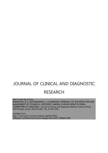 JOURNAL OF CLINICAL AND DIAGNOSTIC RESEARCH - JCDR