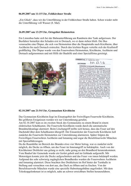 Jahrbuches 2007 - Freiwillige Feuerwehr Heimstetten