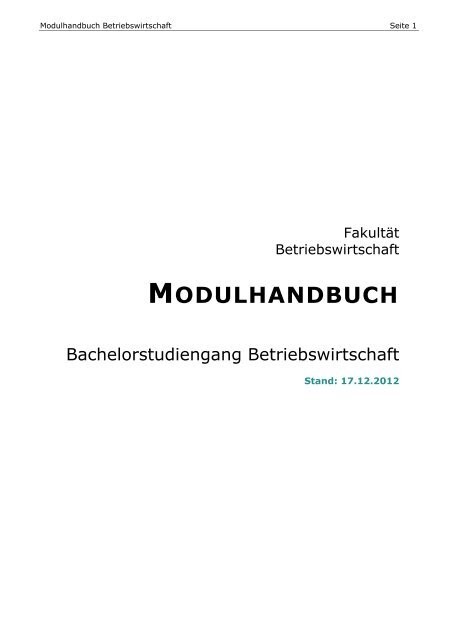 Modulhandbuch Hochschule Kempten