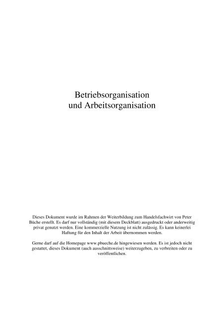 Betriebsorganisation und Arbeitsorganisation - www.pbueche.de