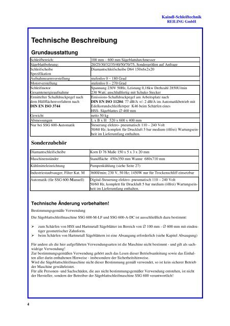 Sägeblattschleifmaschine SSG 600-A-DC - Kaindl Schleiftechnik ...