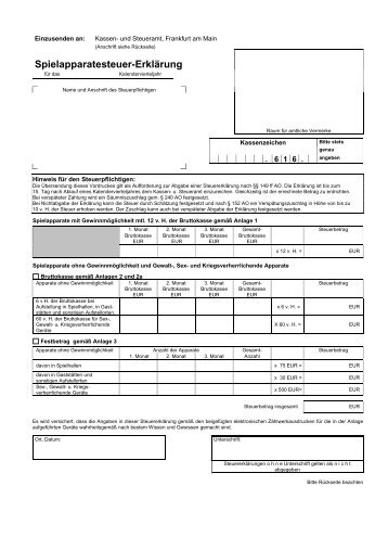 Spielapparatesteuer-Erklärung (pdf, 69 KB) - Frankfurt am Main