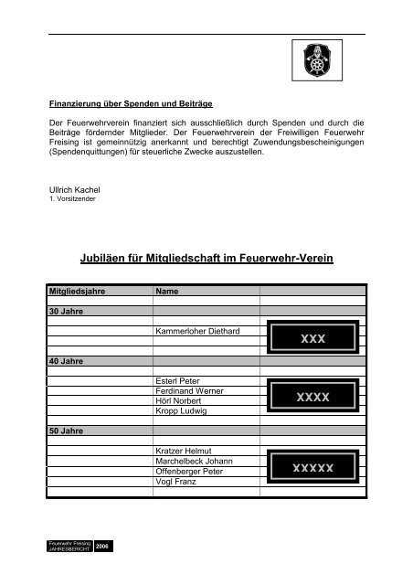 Feuerwehr Freising JAHRESBERICHT 2006 - Freiwillige Feuerwehr ...