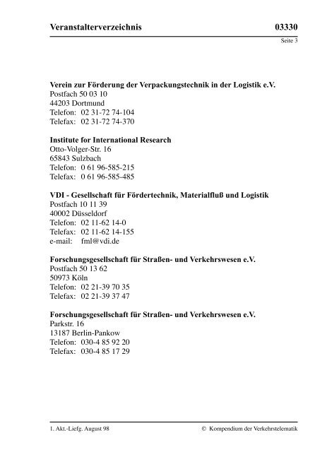 Kompendium der Verkehrstelematik - Technische Hochschule Wildau