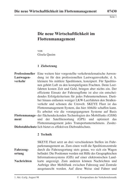 Kompendium der Verkehrstelematik - Technische Hochschule Wildau