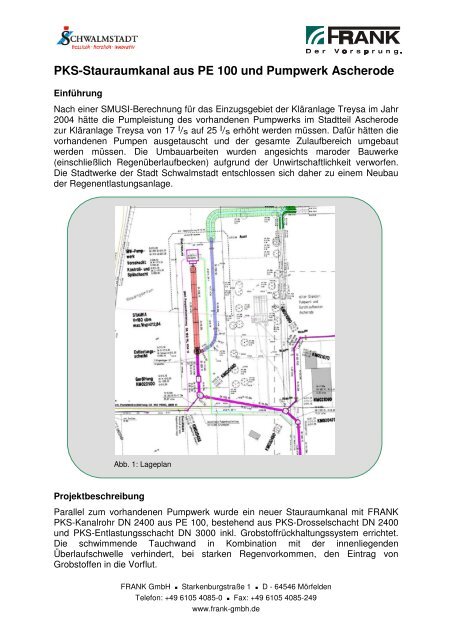 PKS-Stauraumkanal aus PE 100 und Pumpwerk ... - Frank GmbH