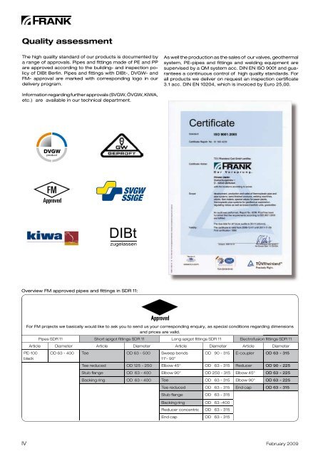 Export price list - Frank GmbH