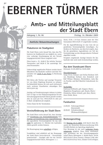 EBERNER TÜRMER Amts- und Mitteilungsblatt der Stadt Ebern